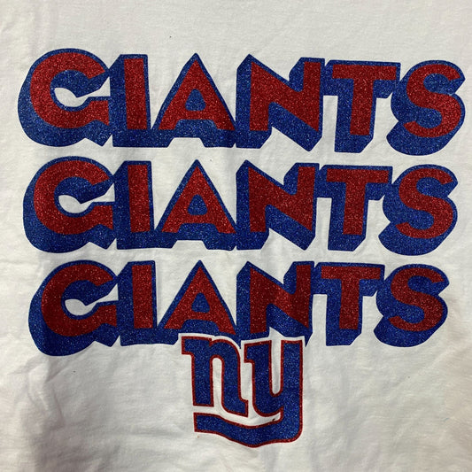 Junk Food Women's New York Giants Repeat Glitter Flea Market Crop Tee Large