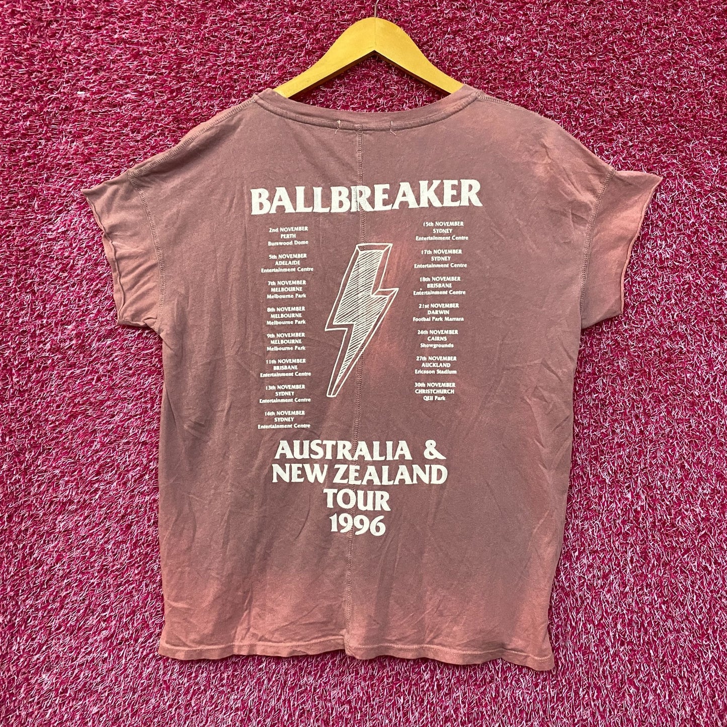 AcDc Ball breaker Tour 1996 Oversized Distressed Womens Tshirt size Small