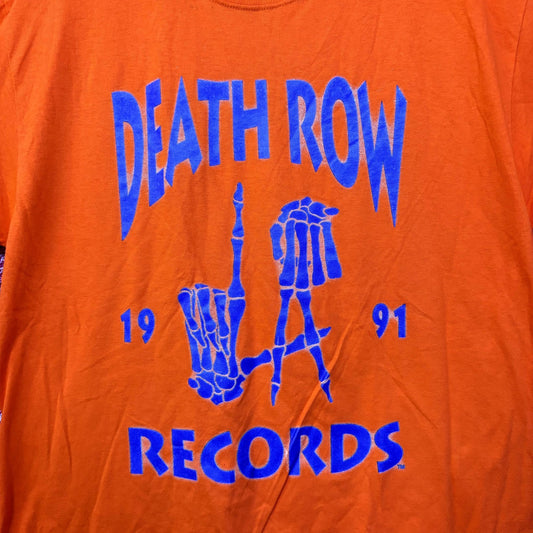 Death Row Records LA Skull Hands 1991 Neon Rap Tee Large