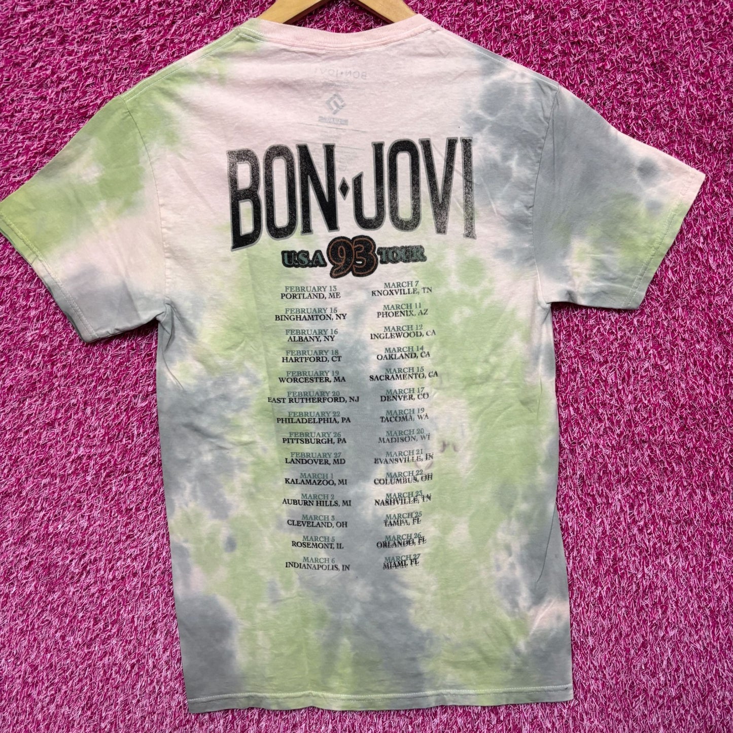 Bon Jovi Heartbreaker Keep the Faith 1993 USA Tour Arena Rock Tie Dye S