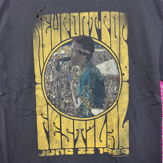 Jimi Hendrix 1969 Newport Pop Festival Distressed Tee XL