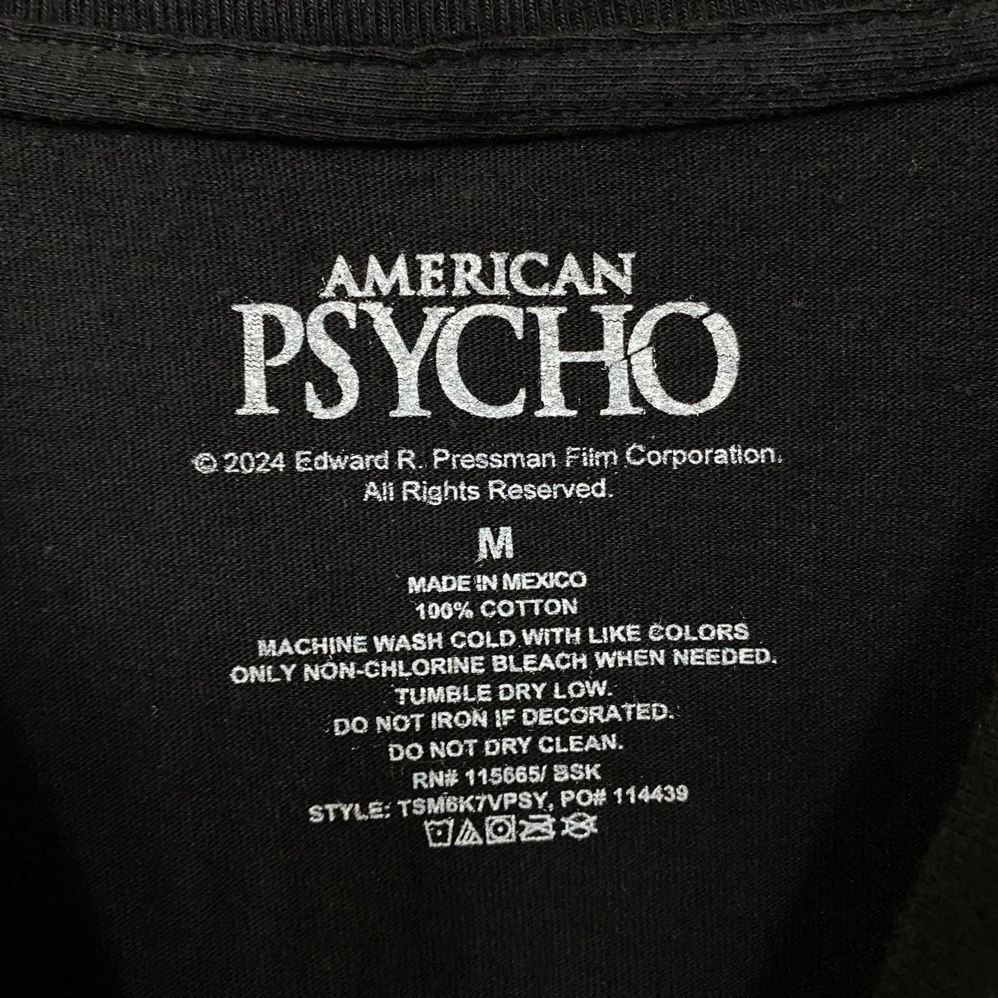 American Psycho Patrick Bateman Movie Graphic T-Shirt Medium