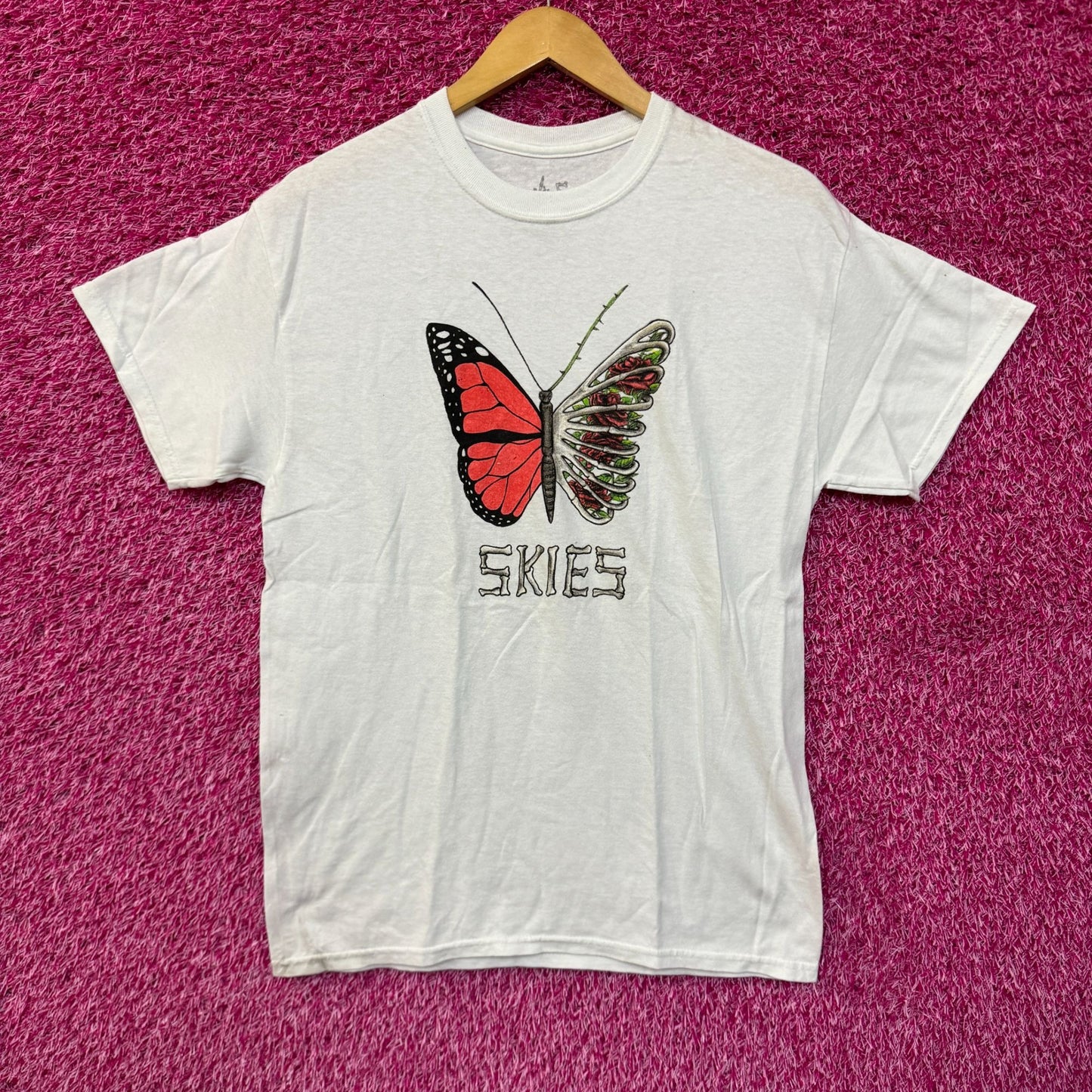 Lil Skies Shelby Butterfly Skeleton Wing Roses Emo Rap Tee M