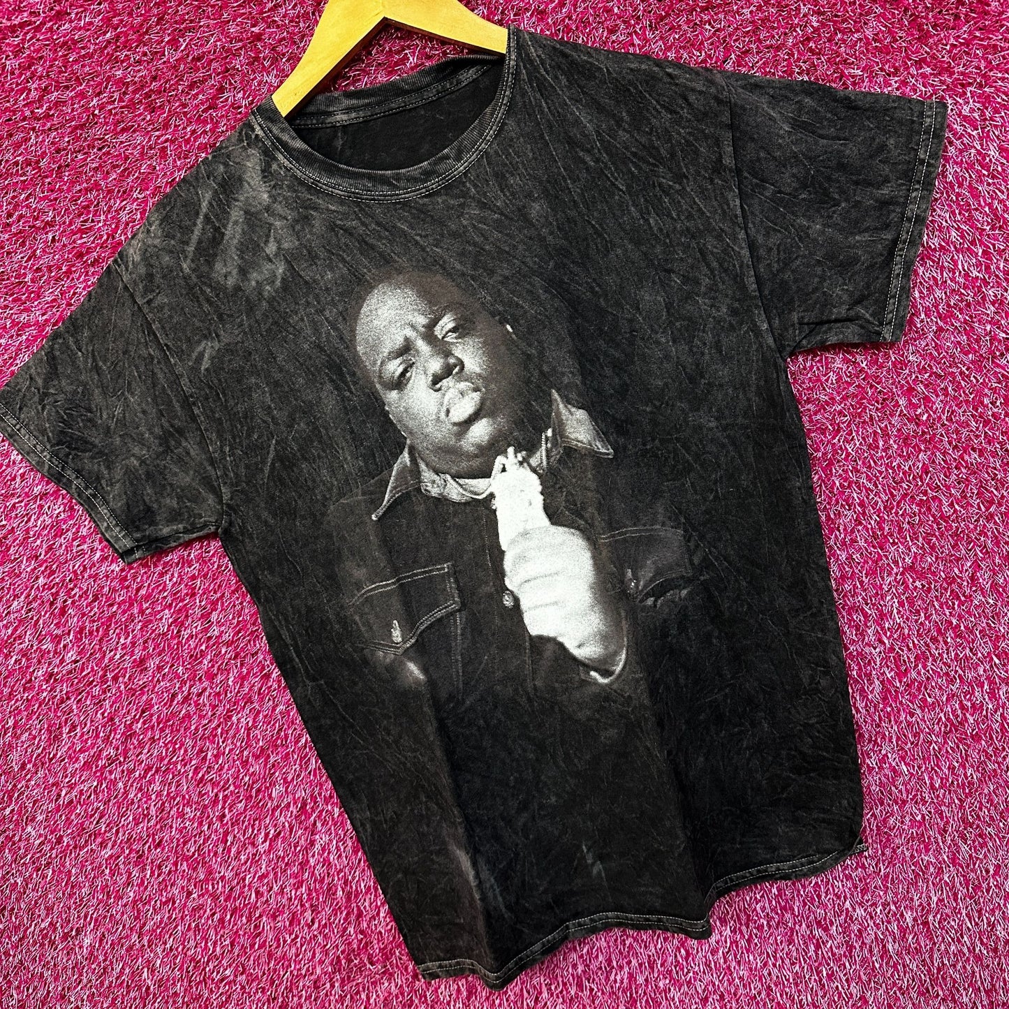 Notorious Big Mineral Wash Biggie Smalls Black washed tee Med