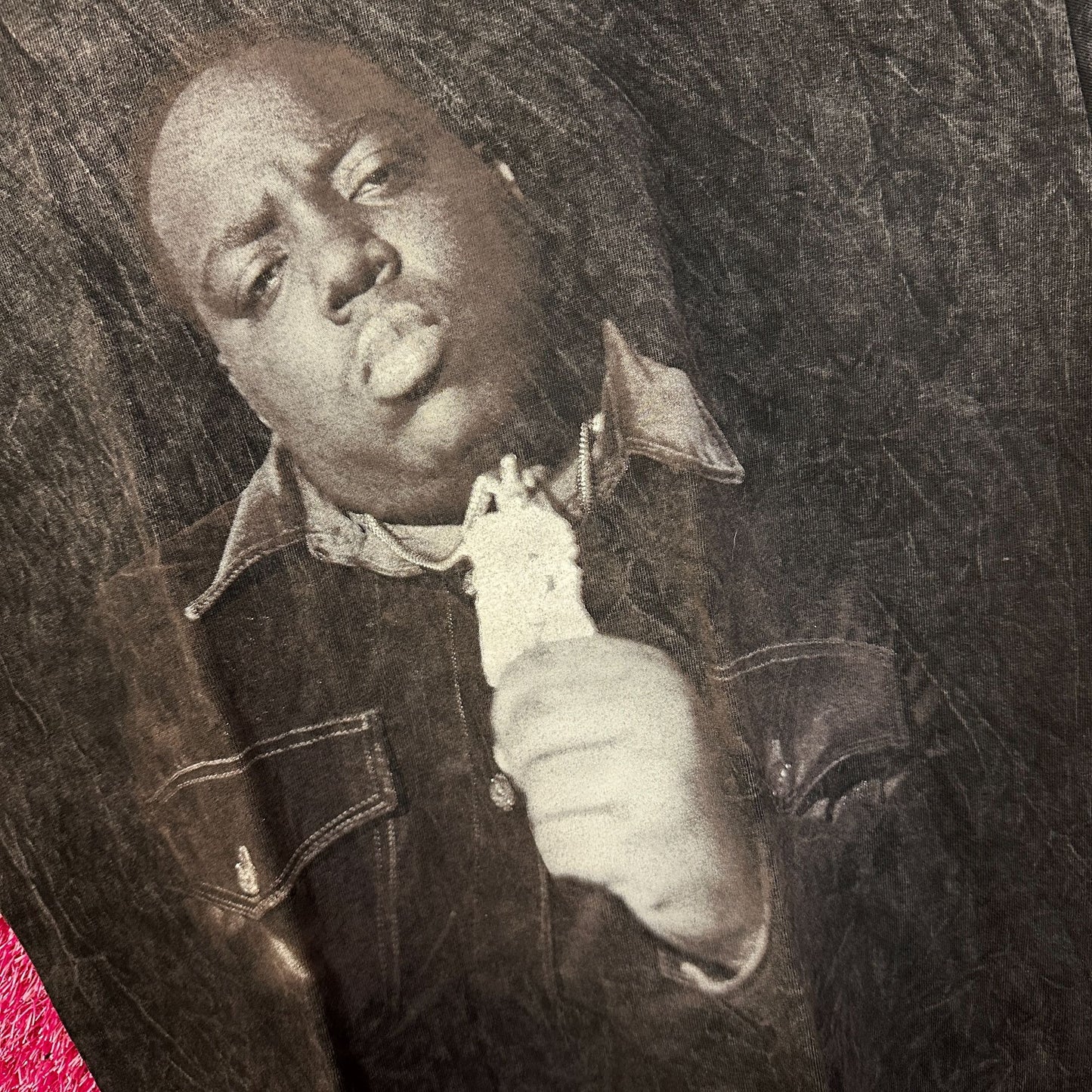 Notorious Big Mineral Wash Biggie Smalls Black washed tee Med