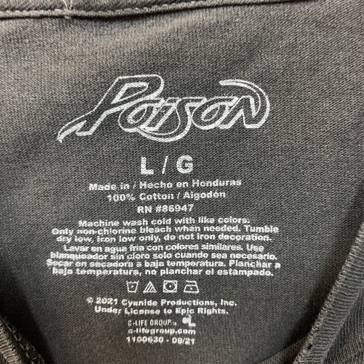 Poison Flesh & Blood Tattoo Heavy Metal Band Tee Large