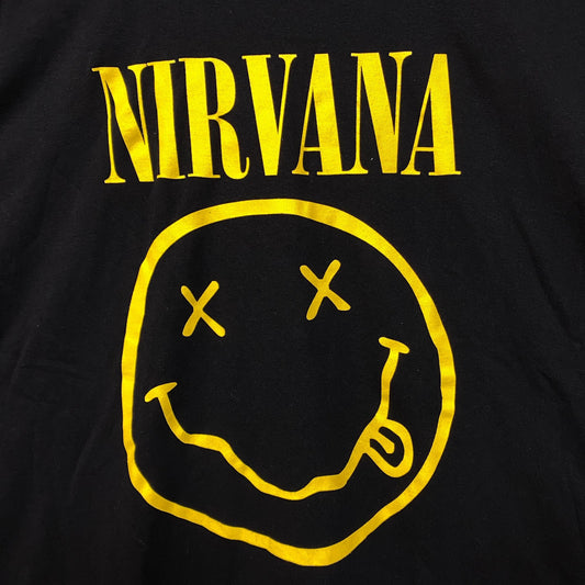 Nirvana Nevermind Tour Smiley Promo Logo Grunge Band Tee 2X