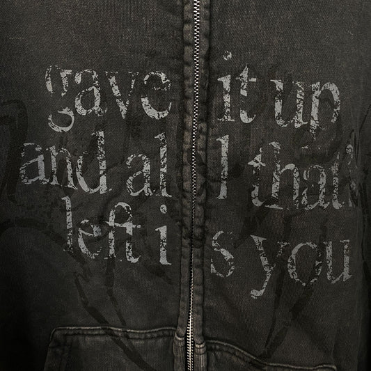 Keshi “Gave It Up and All That’s Left Is You” Graphic Zip-Up Hoodie Medium