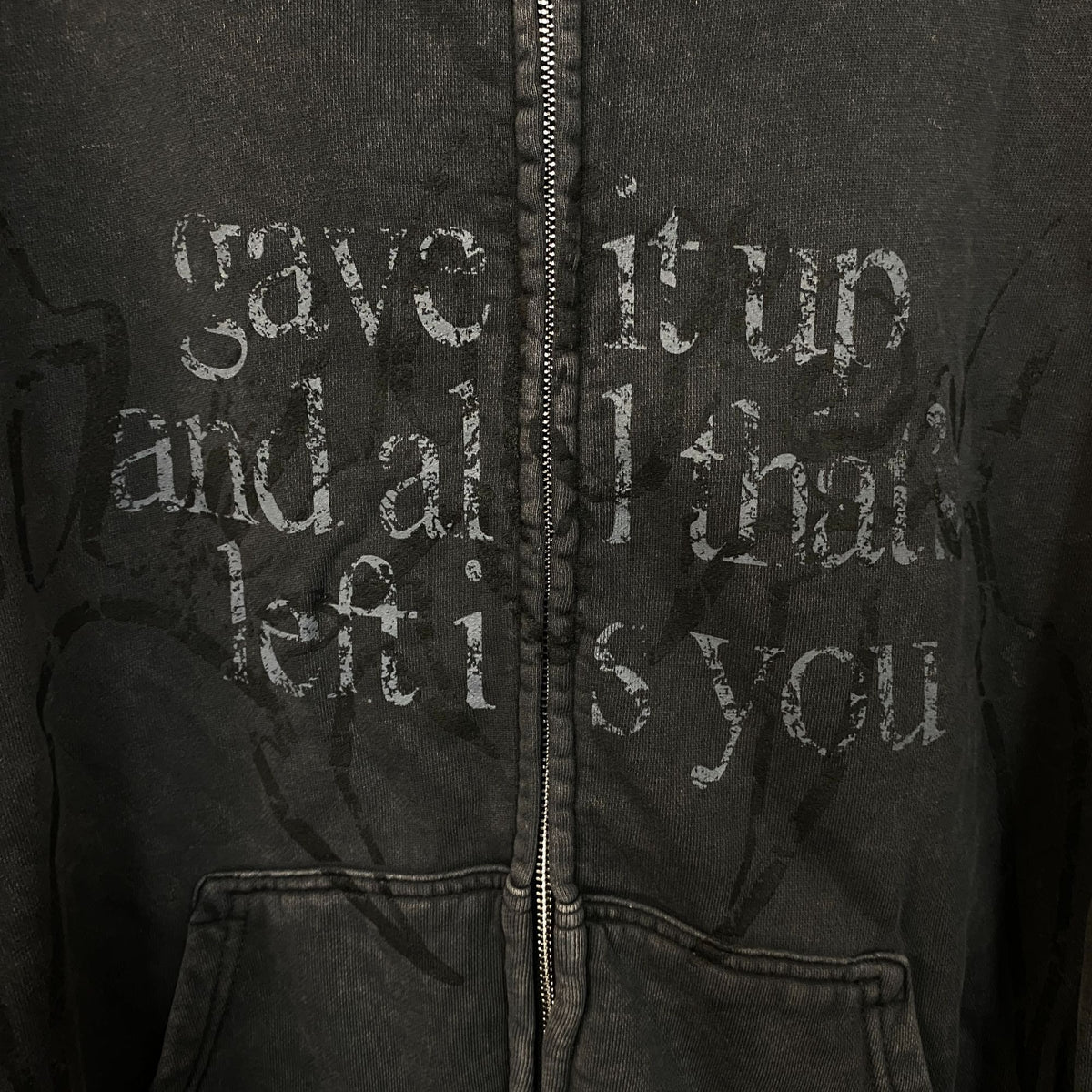 Keshi “Gave It Up and All That’s Left Is You” Graphic Zip-Up Hoodie Medium