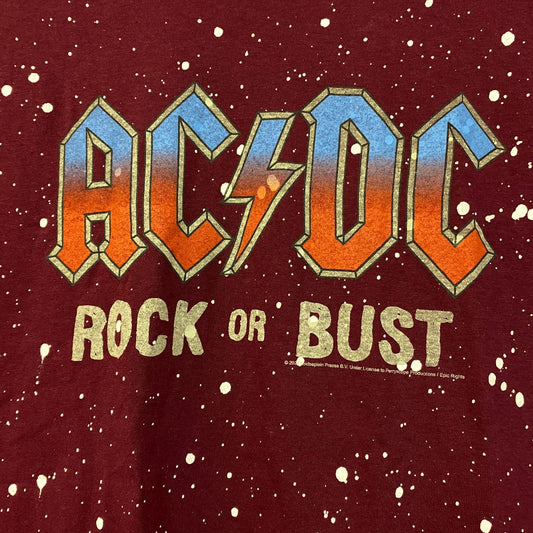 AcDc Rock Or Bust Splatter Dye Music Tshirt size Small
