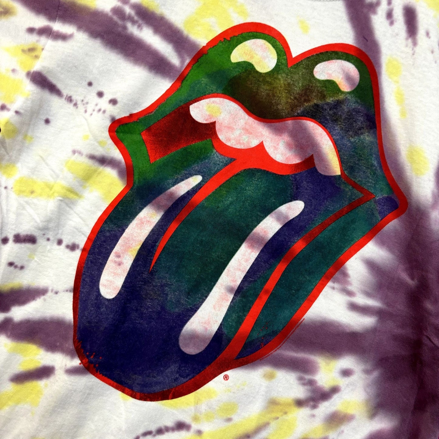 The Rolling Stones Psychedelic Hot Lips Rock Tie Dye L