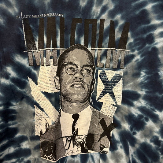Malcom X By Any Means Necessary Tie dye Tshirt size Xl