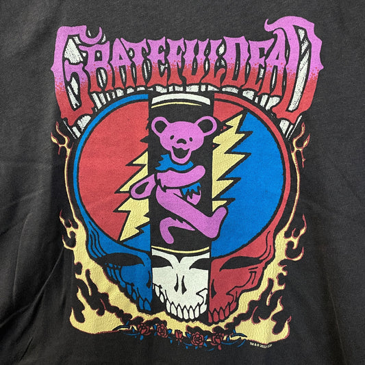 Junk Food Clothing Grateful Dead Dancing Bear & Skull Crop Top Extra Small