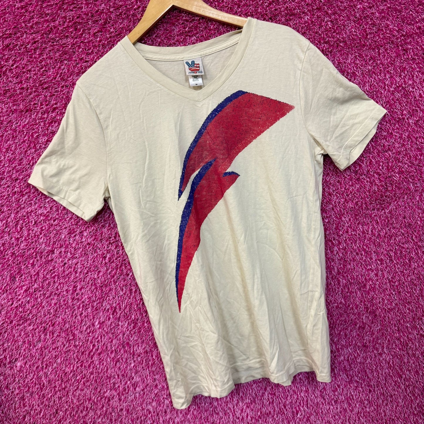 David Bowie Aladdin Sane Album Art Lightning Bolt Rock Tee M