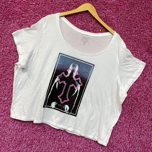 2Pac Only God Can Judge Me Neon Cross Rap Crop Top 3X