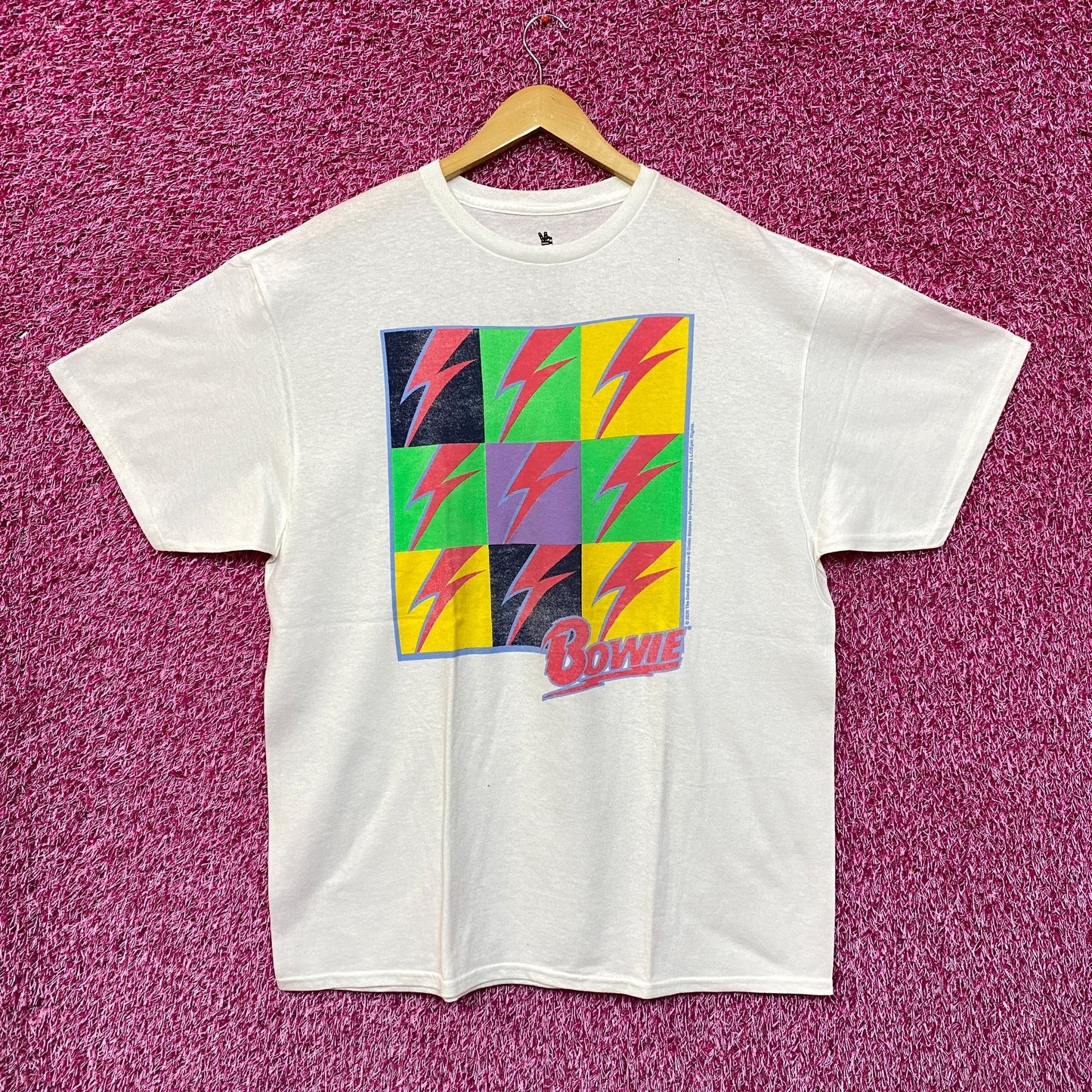 David Bowie Starman Bolt Pop Art Oversized Rock Tee L