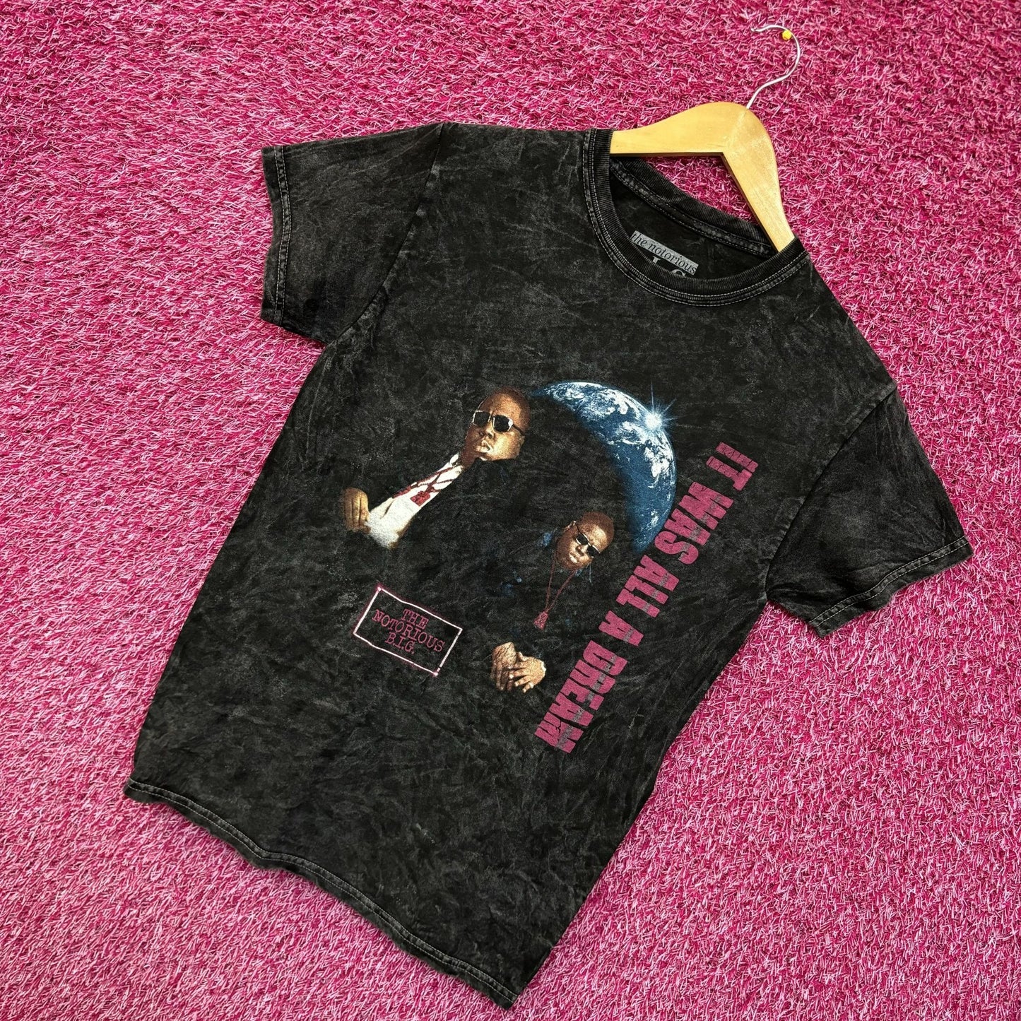 Biggie Smalls It Was All A Dream Acid Wash Rap tee size small