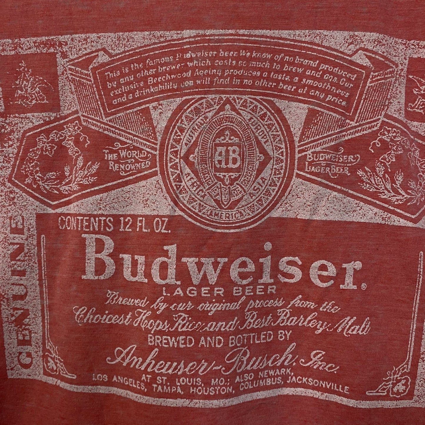 Budweiser King Of Beer 1980'S Vintage Style Logo Graphic T-Shirt Medium