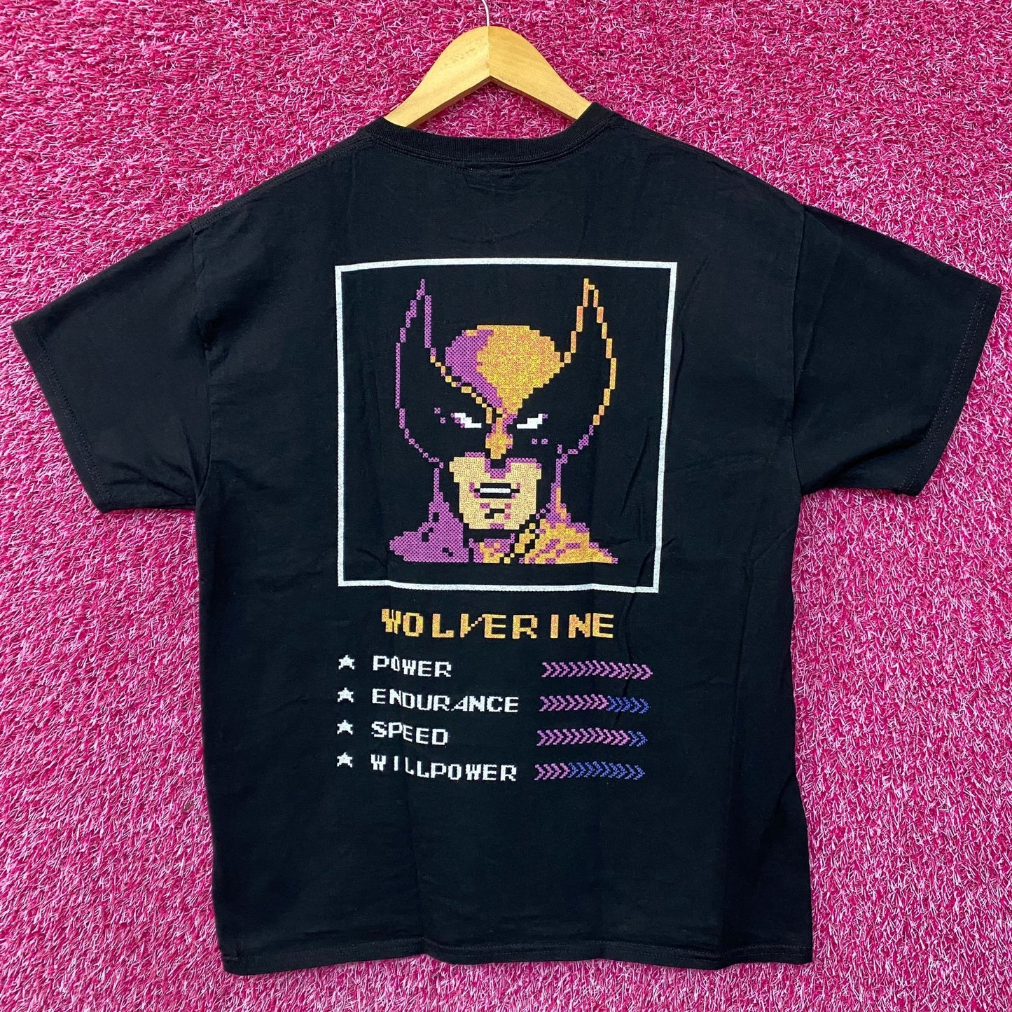 Marvel Wolverine X-Men Video Game Start Screen Retro T-Shirt Medium