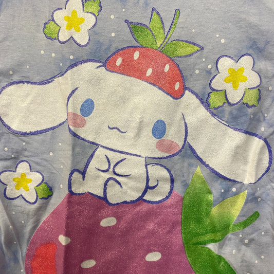 Sanrio Cinnamoroll Strawberry Kawaii Blue Graphic Print Shimmer T-Shirt Extra Small