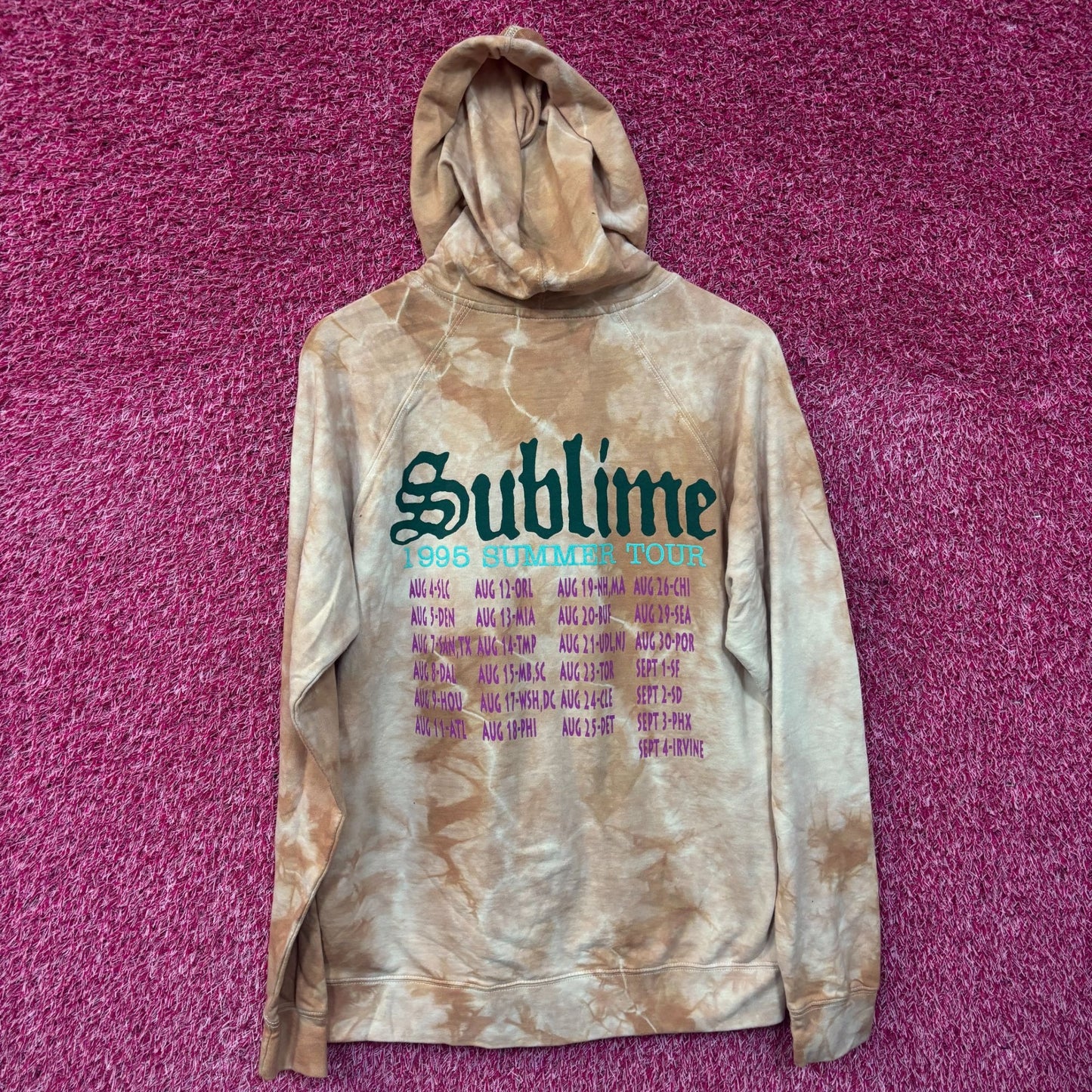 Sublime Sun 1995 Summer Tour Tie Dye Ska Rock Band Hoodie M