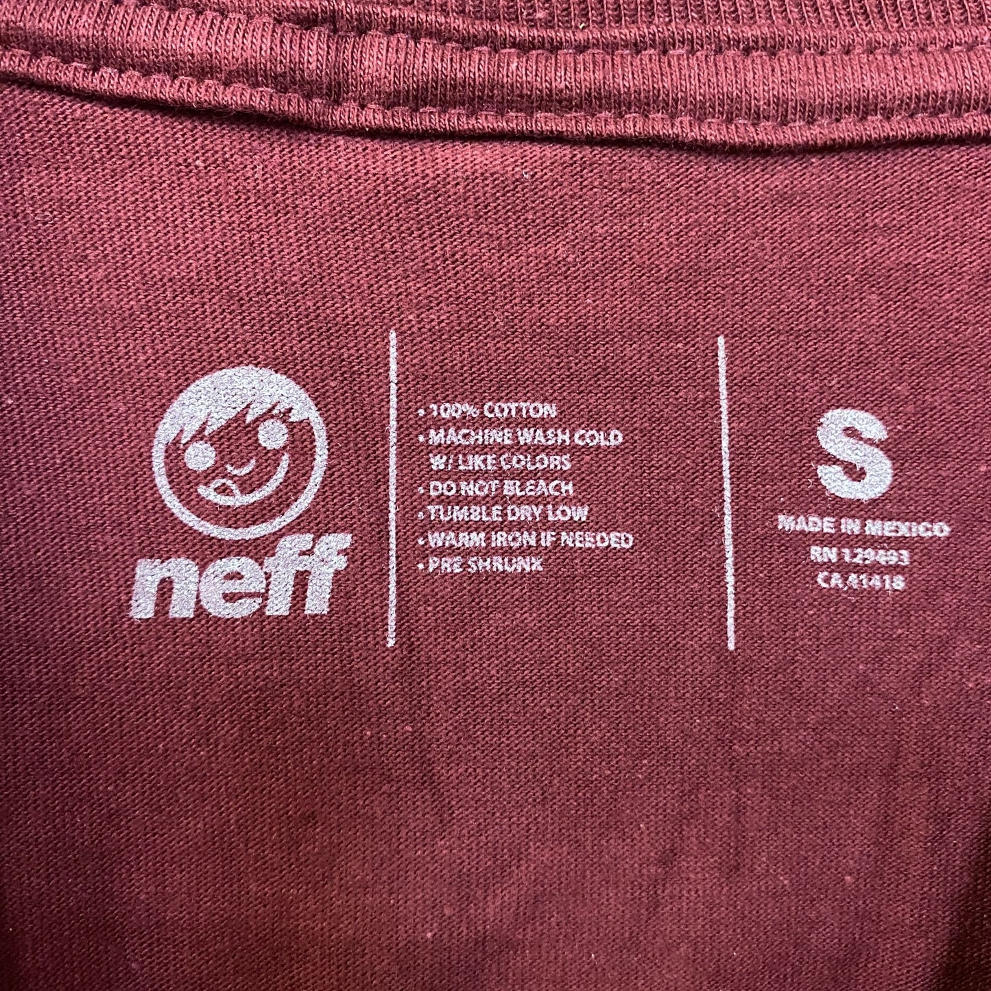 Neff Burgandy Streetwear Logo Tshirt size small