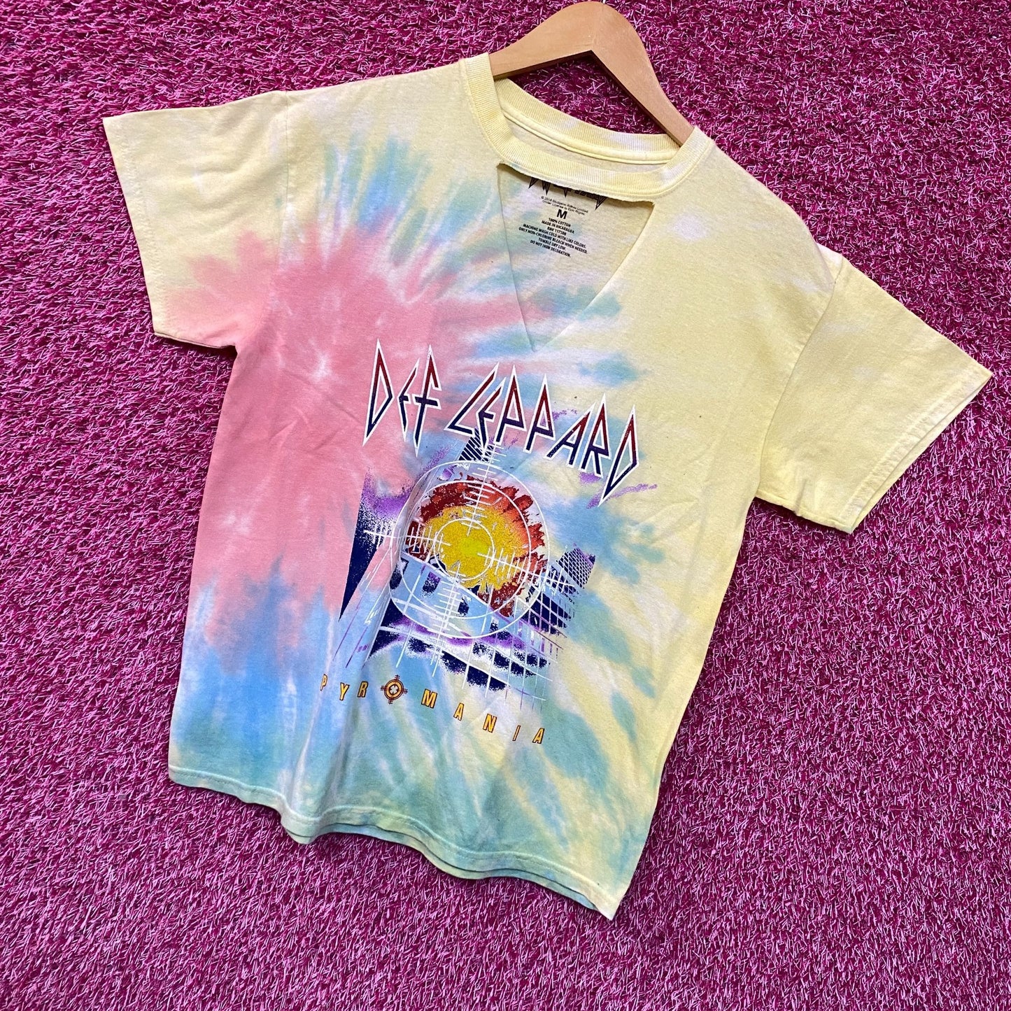 Def Leppard Pyromania Tie Dye Tshirt Size Medium