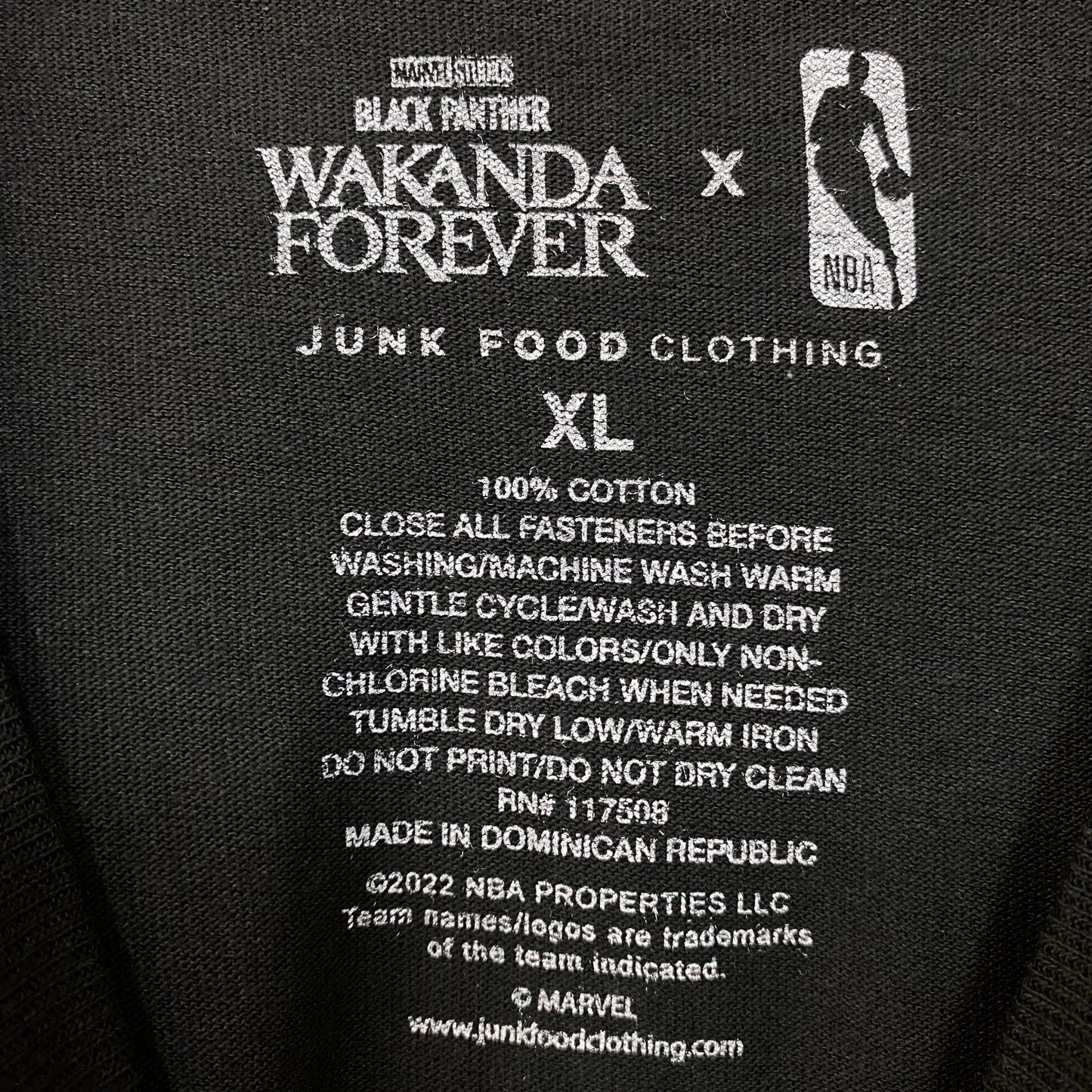 Junk Food Phoenix Suns NBA x Marvel Black Panther Wakanda Forever T-Shirt XL
