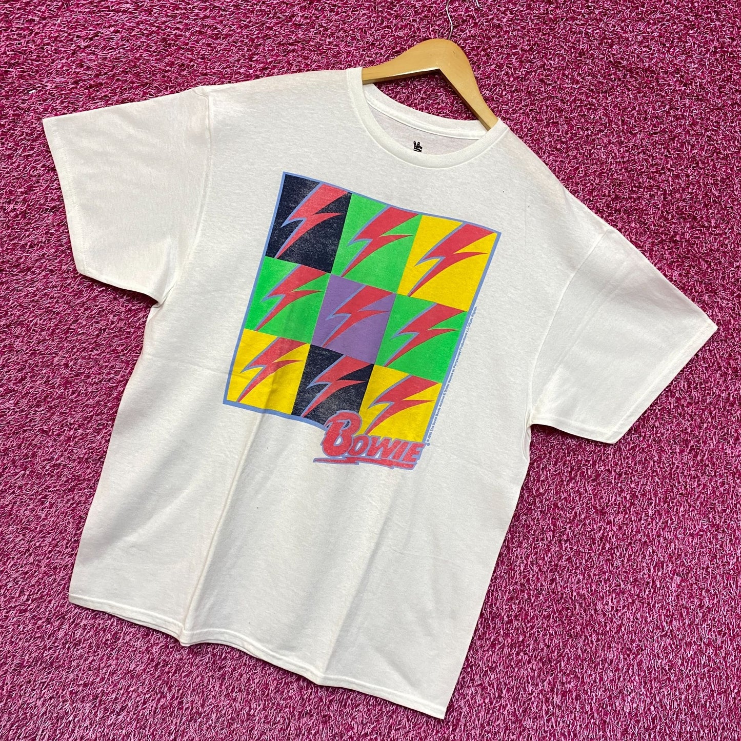 David Bowie Starman Bolt Pop Art Oversized Rock Tee L