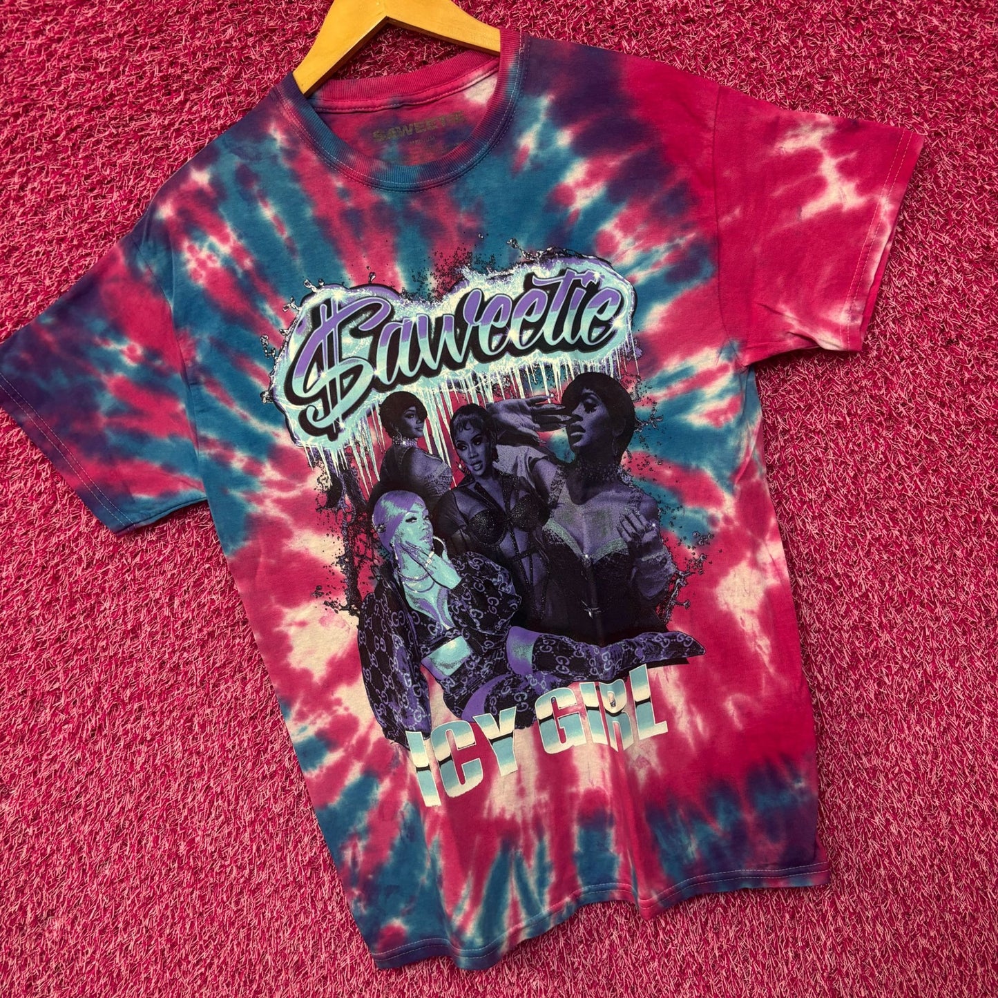 Sweetie Icy Girl High Maintenance Collage Hip Hop Tie Dye M