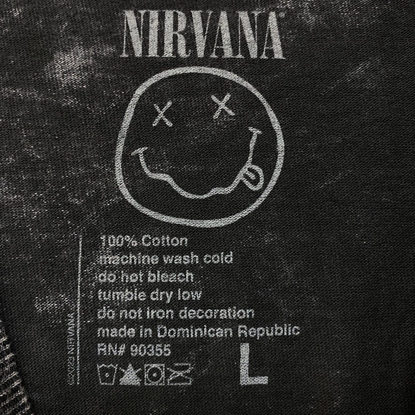 Nirvana Smiley Face Acid Wash Tshirt size large