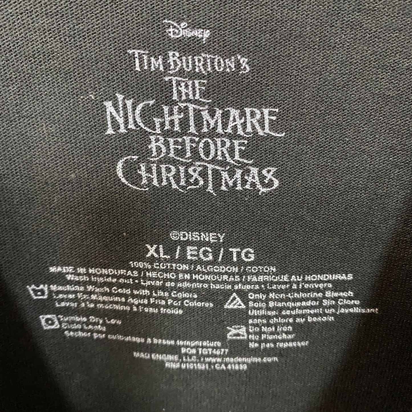 Tim Burton The Nightmare Before Christmas Jack Skellington Face T-Shirt XL