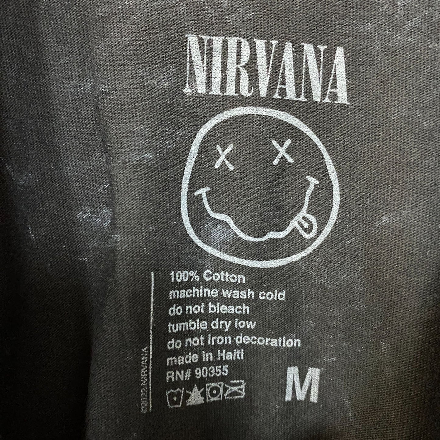 Nirvana Nevermind Dead Smiley Logo Grunge Band T-Shirt Medium