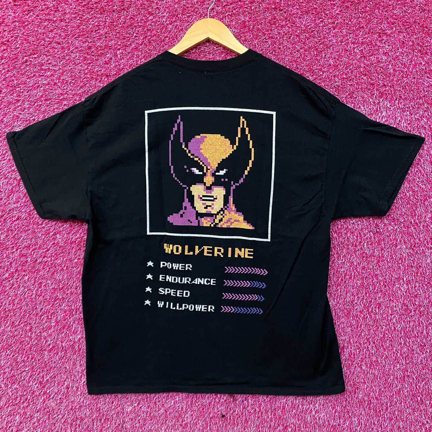 Marvel Wolverine X-Men Video Game Start Screen Retro T-Shirt Large