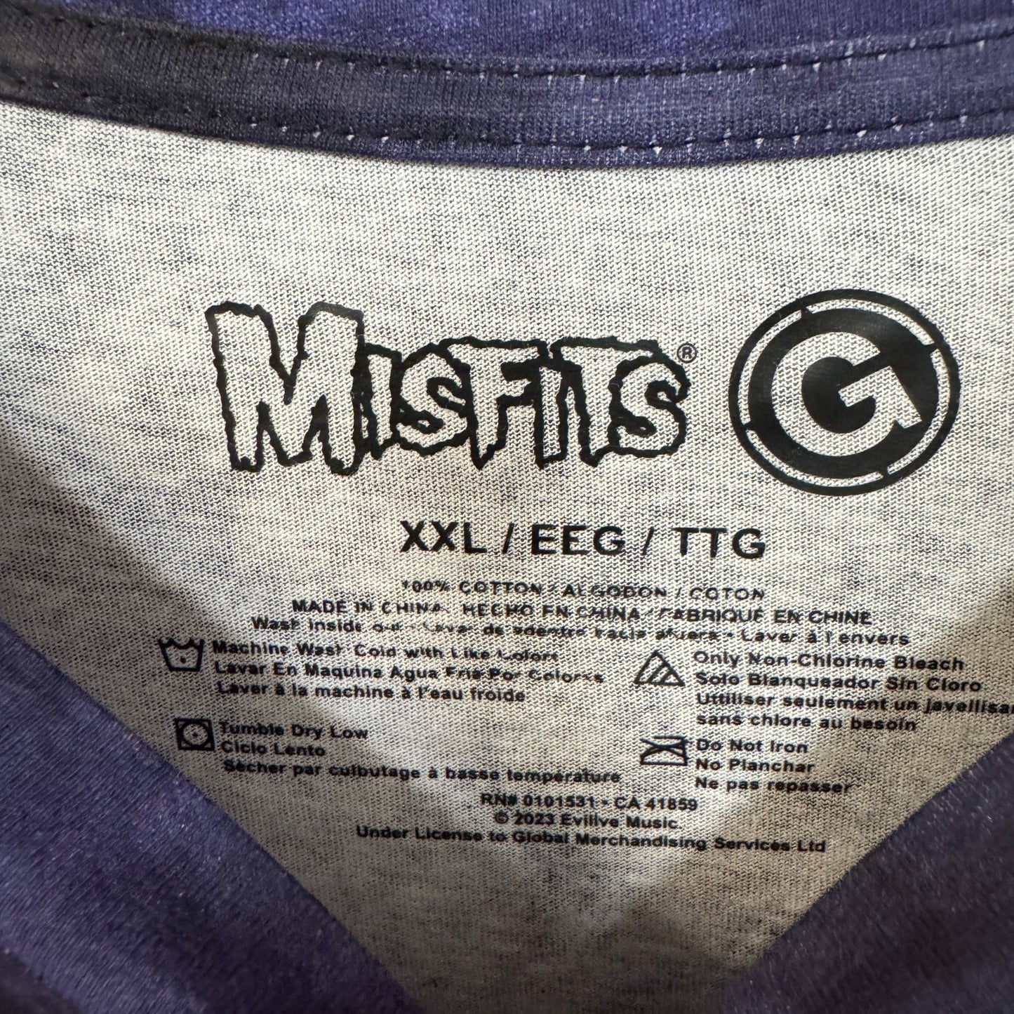 The Misfits Fangs Evil Live Horror Punk Band Tie Dye XXL