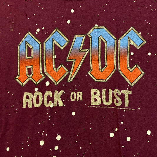 AcDc Rock Or Bust Splatter Dye Music Tshirt size Extra Small