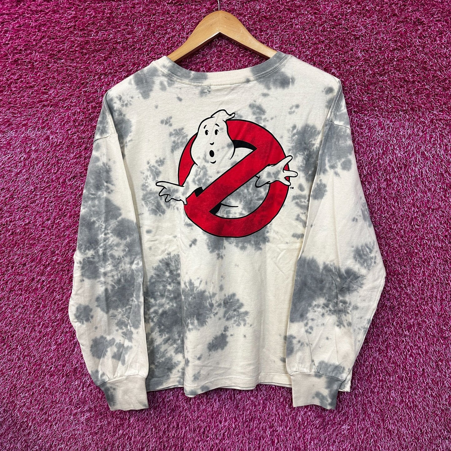 Ghostbusters Spell-Out Logo Oversized Long Sleeve Tie Dye L