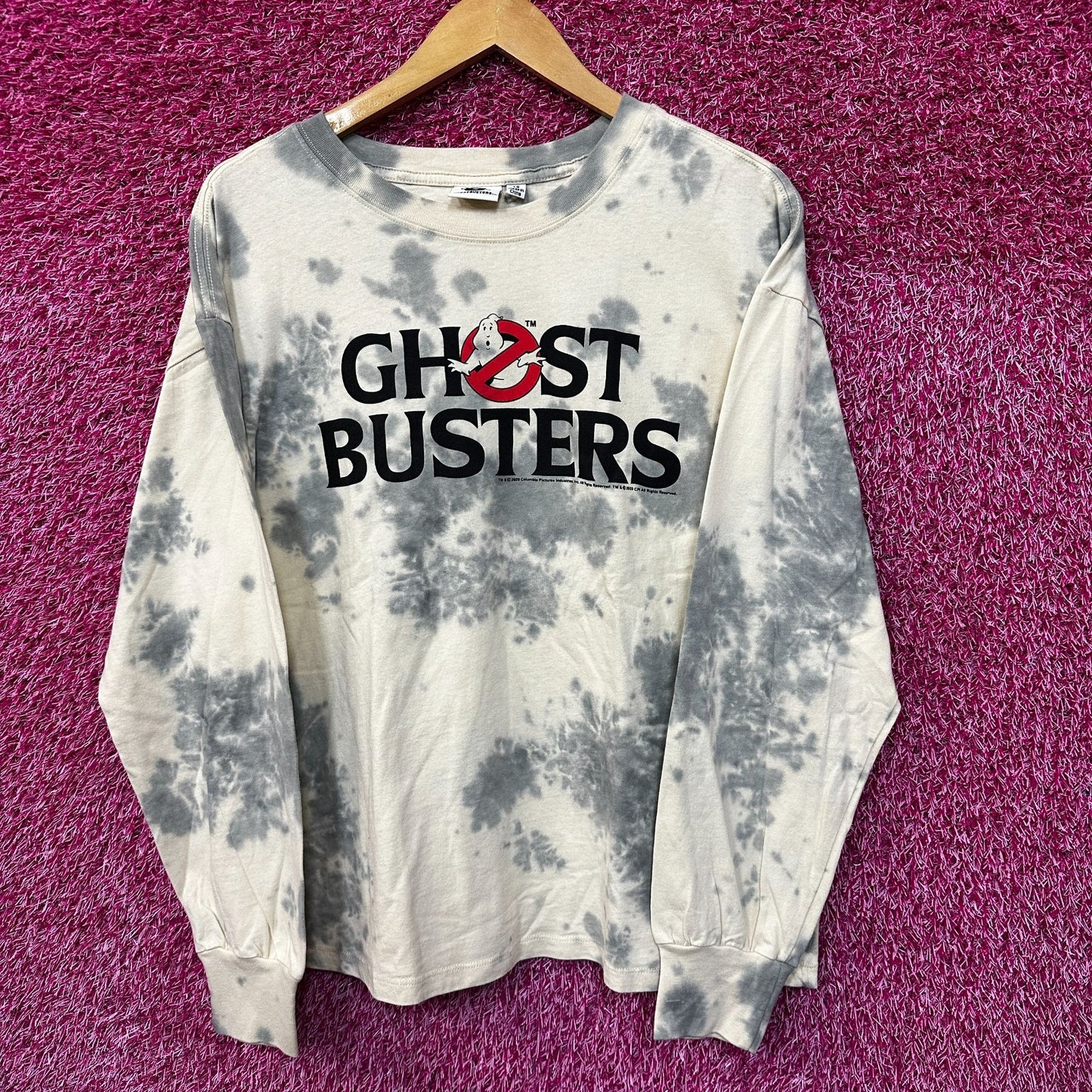 Ghostbusters Spell-Out Logo Oversized Long Sleeve Tie Dye L