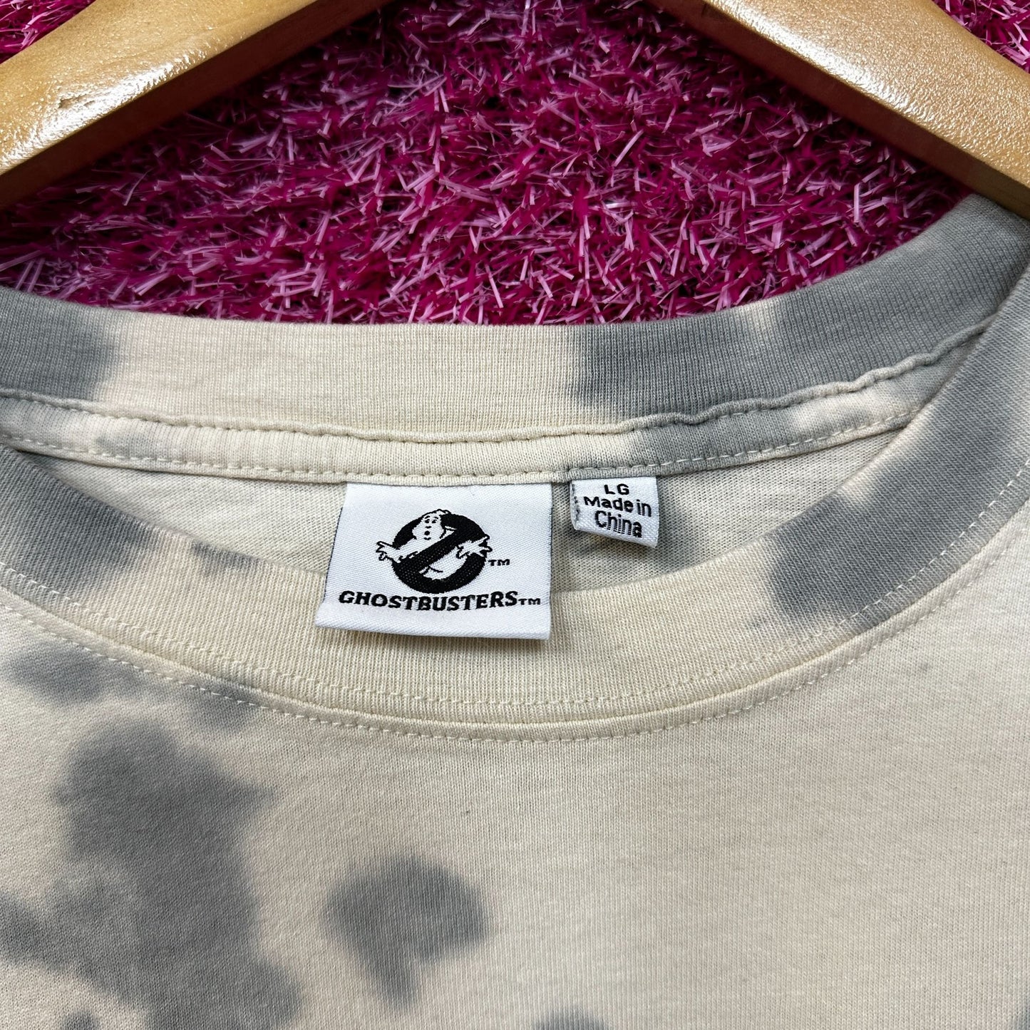 Ghostbusters Spell-Out Logo Oversized Long Sleeve Tie Dye L