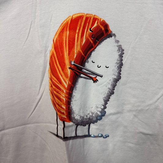 Sushi Hug Salmon & Rice Snuggle Kawaii Art Threadless Tee L