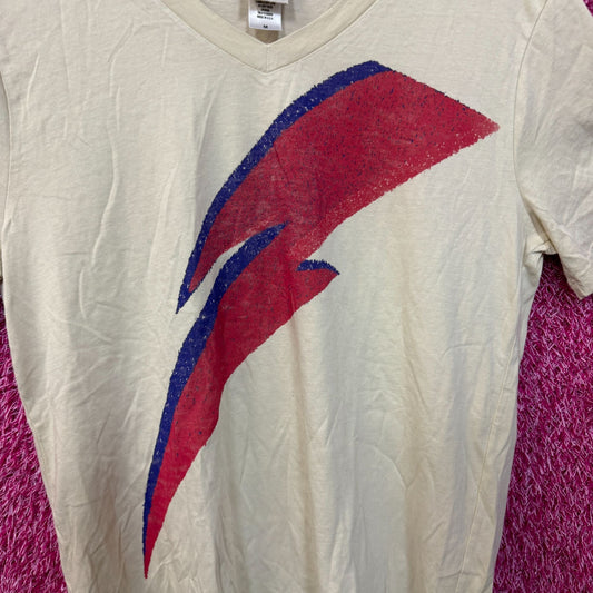 David Bowie Aladdin Sane Album Art Lightning Bolt Rock Tee M