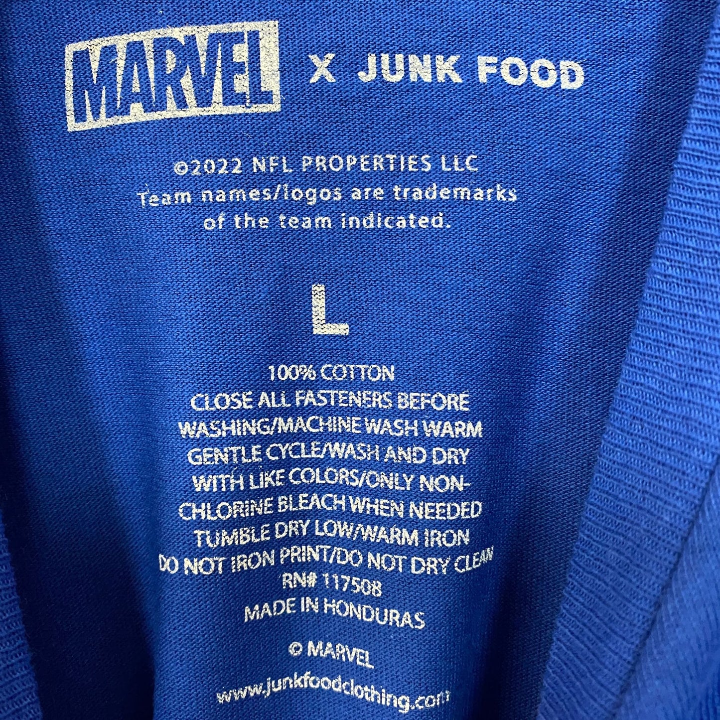 Junk Food X Marvel The Avengers Lineup Indianapolis Colts T-Shirt Large