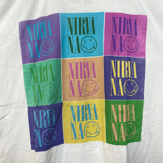 Nirvana Spell-out Nevermind Smiley Pop Art Grunge Tee 2X