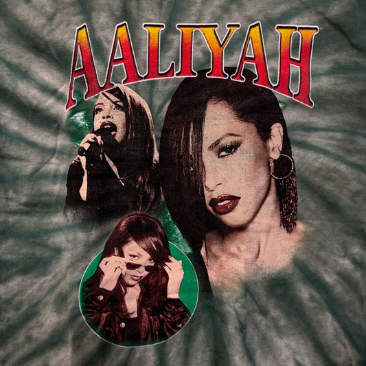 Aaliyah 90's style Collage tiedye R&B Tshirt size large