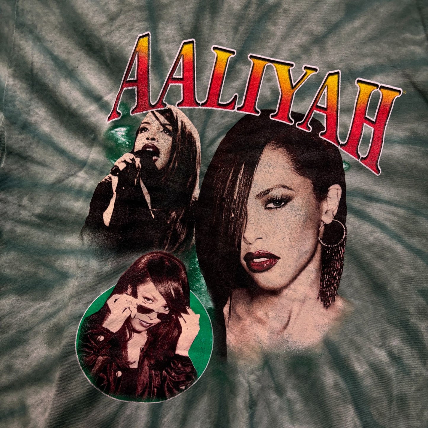 Aaliyah 90's style Collage tiedye R&B Tshirt size large