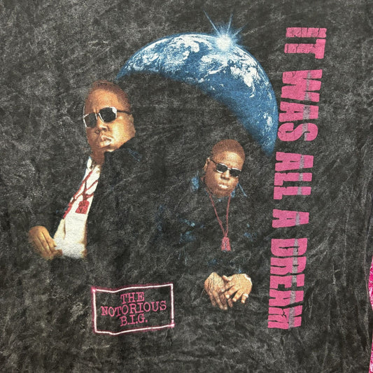 Biggie Smalls It Was All A Dream Acid Wash Rap tee size small