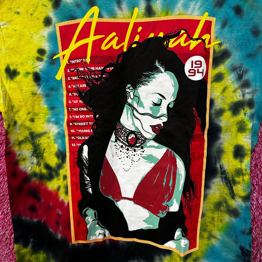 Aaliyah Green Blue Queen of Rnb Tie Dye Tshirt size Large