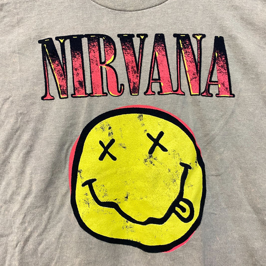 Nirvana Nevermind Tour Smiley Promo Art Grunge Tee XL
