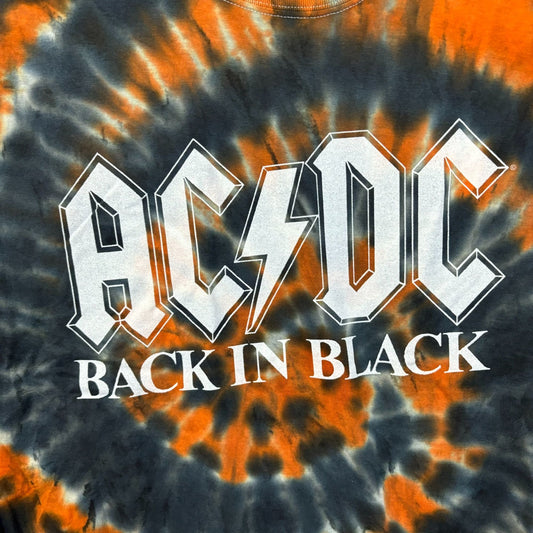 AC/DC Back in Black Spell-Out Album Art Hard Rock Tie Dye XL