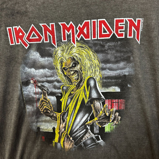 Iron Maiden Killers Gray Mineral wash oversized tee Large
